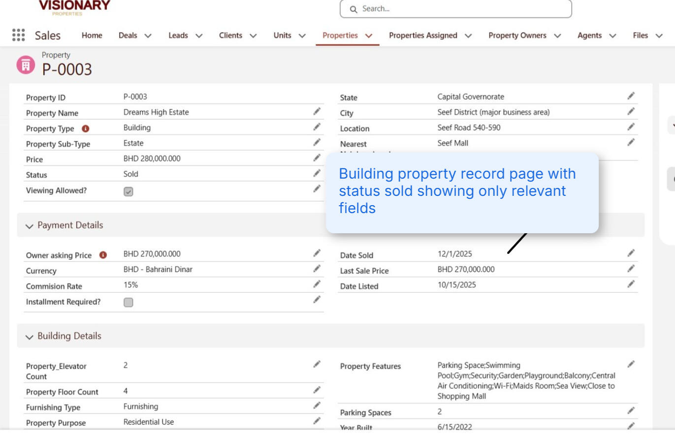 Building Property Record Page