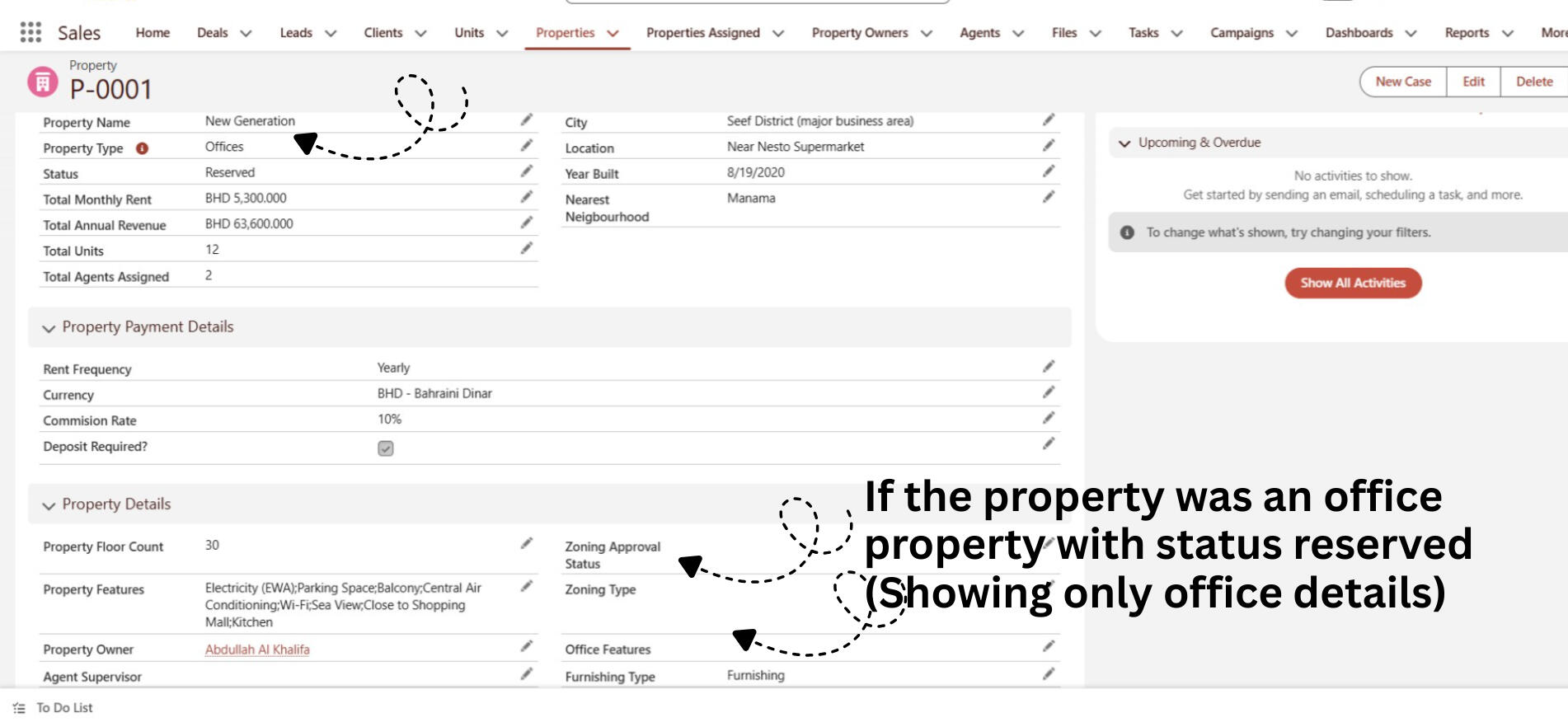 Office property Record Page