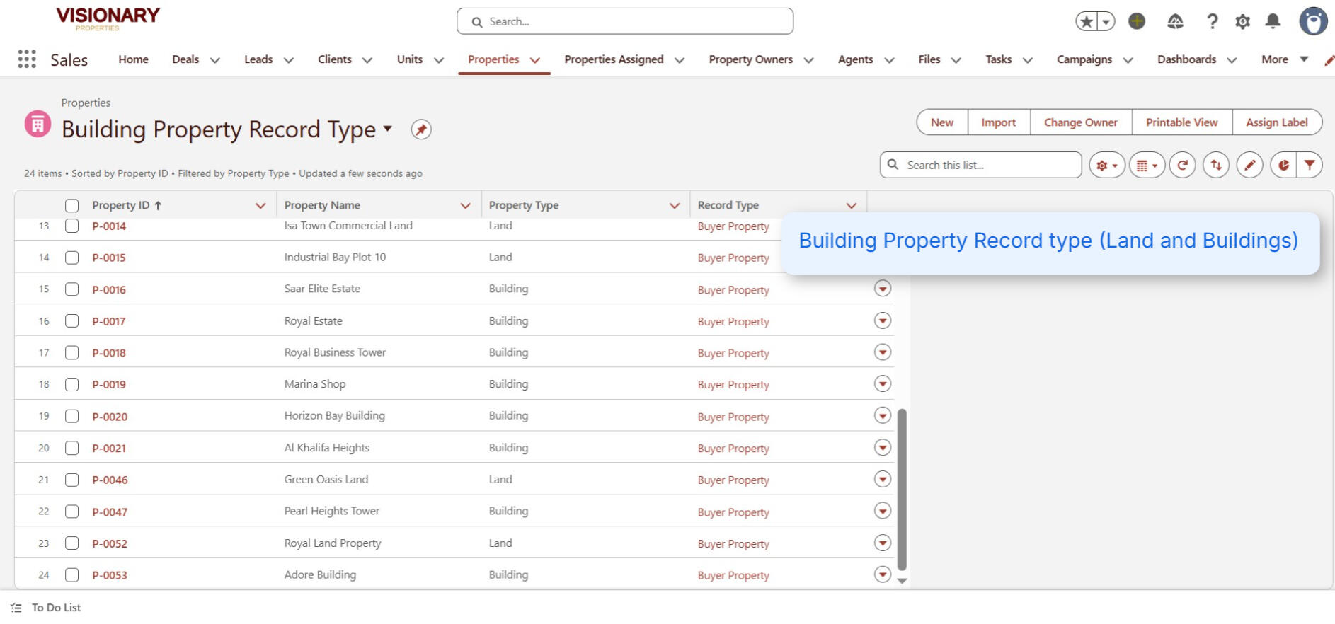 Building Property Record Type